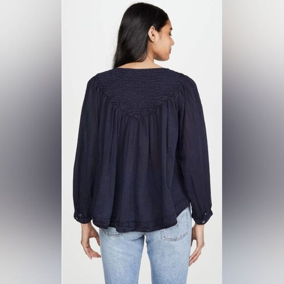 We The Free Cool Meadow Button Down Navy Blue Top Size Small - Picture 8 of 8